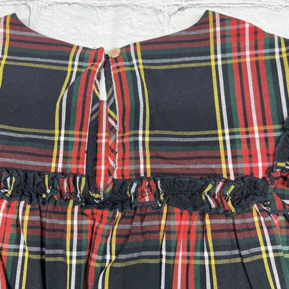 Crewcuts Tartan Plaid Ruffle Apron Top Girls' L Holiday - Picture 4 of 10